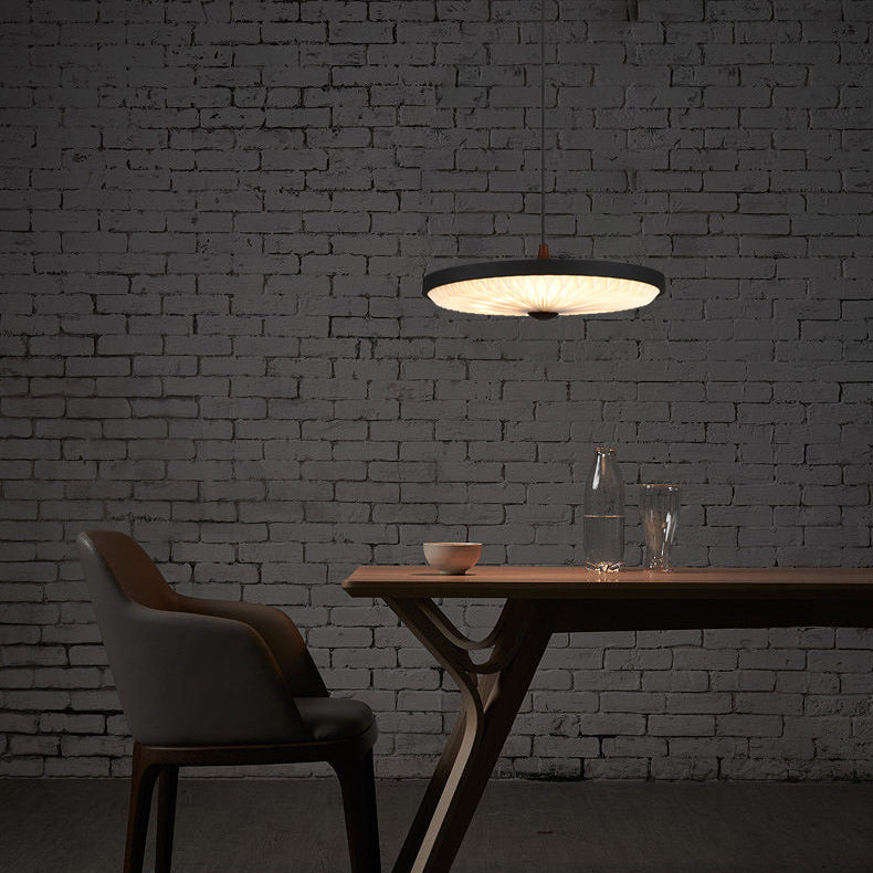 Contemporary Scandinavian Dome Disc Wrinkles PP Iron Ash LED Pendant Light For Dining Room