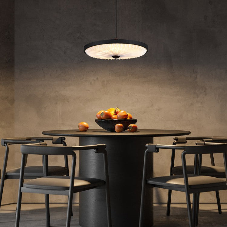 Contemporary Scandinavian Dome Disc Wrinkles PP Iron Ash LED Pendant Light For Dining Room