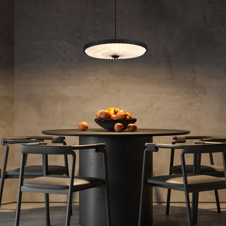 Contemporary Scandinavian Dome Disc Wrinkles PP Iron Ash LED Pendant Light For Dining Room