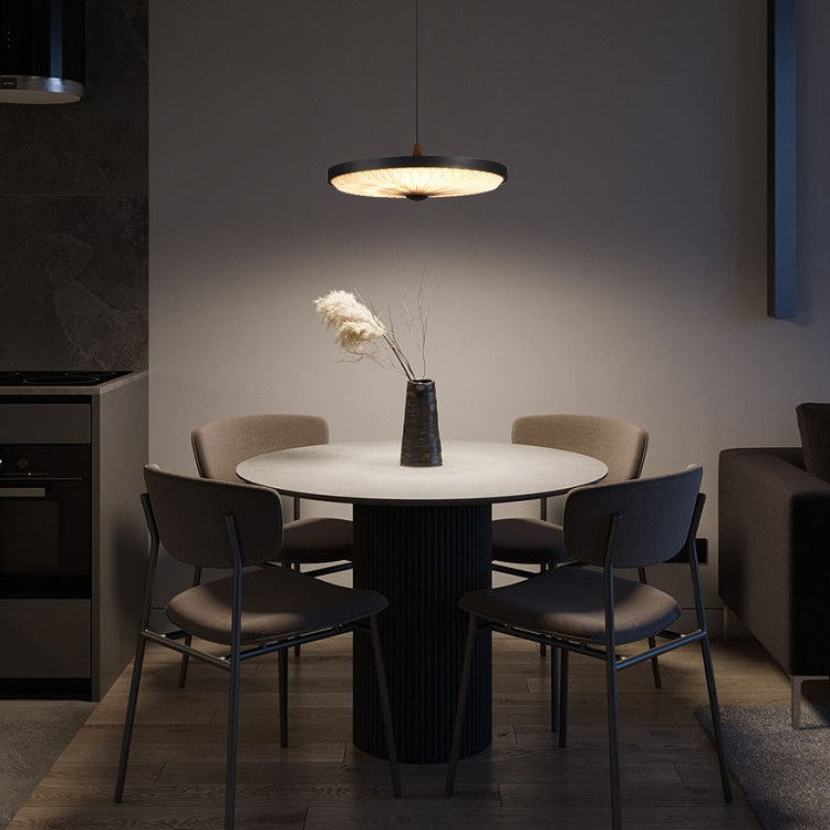 Contemporary Scandinavian Dome Disc Wrinkles PP Iron Ash LED Pendant Light For Dining Room
