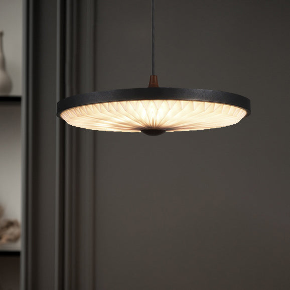 Contemporary Scandinavian Dome Disc Wrinkles PP Iron Ash LED Pendant Light For Dining Room
