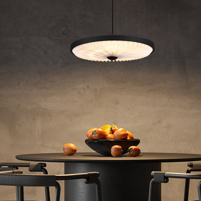 Contemporary Scandinavian Dome Disc Wrinkles PP Iron Ash LED Pendant Light For Dining Room