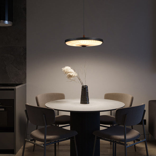 Contemporary Scandinavian Dome Disc Wrinkles PP Iron Ash LED Pendant Light For Dining Room
