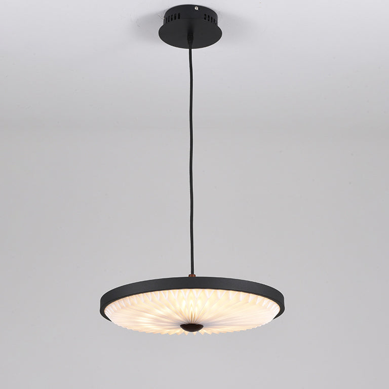 Contemporary Scandinavian Dome Disc Wrinkles PP Iron Ash LED Pendant Light For Dining Room