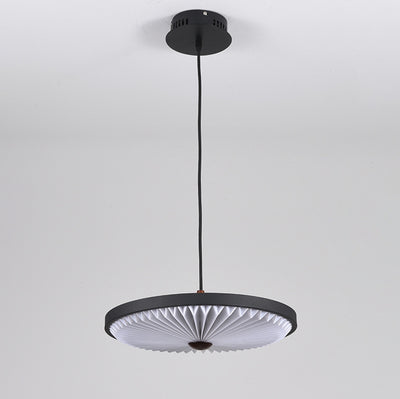 Contemporary Scandinavian Dome Disc Wrinkles PP Iron Ash LED Pendant Light For Dining Room