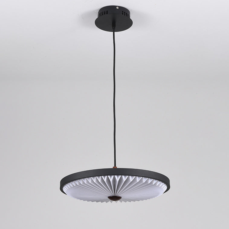 Contemporary Scandinavian Dome Disc Wrinkles PP Iron Ash LED Pendant Light For Dining Room
