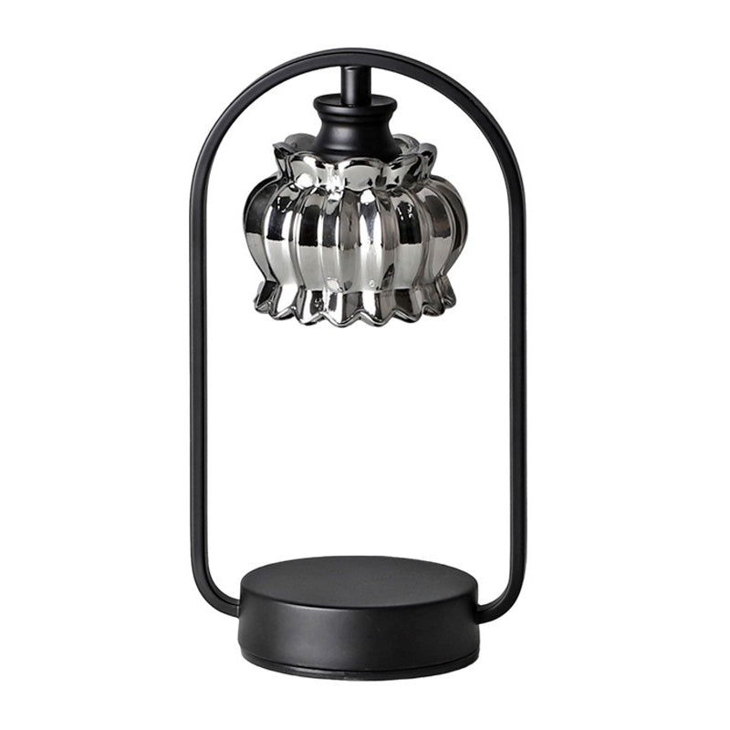 Abat-jour en verre nordique contemporain rond base en fer 1 - lampe de table à cire fondue pour chambre 