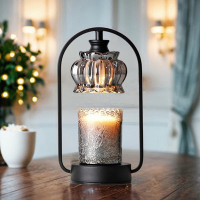 Contemporary Nordic Bud Glass Lampshade Round Iron Base 1 - Light Melting Wax Table Lamp For Bedroom