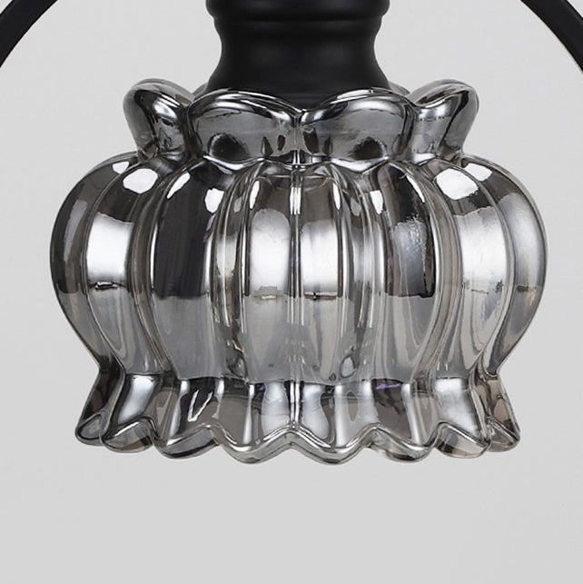 Contemporary Nordic Bud Glass Lampshade Round Iron Base 1 - Light Melting Wax Table Lamp For Bedroom