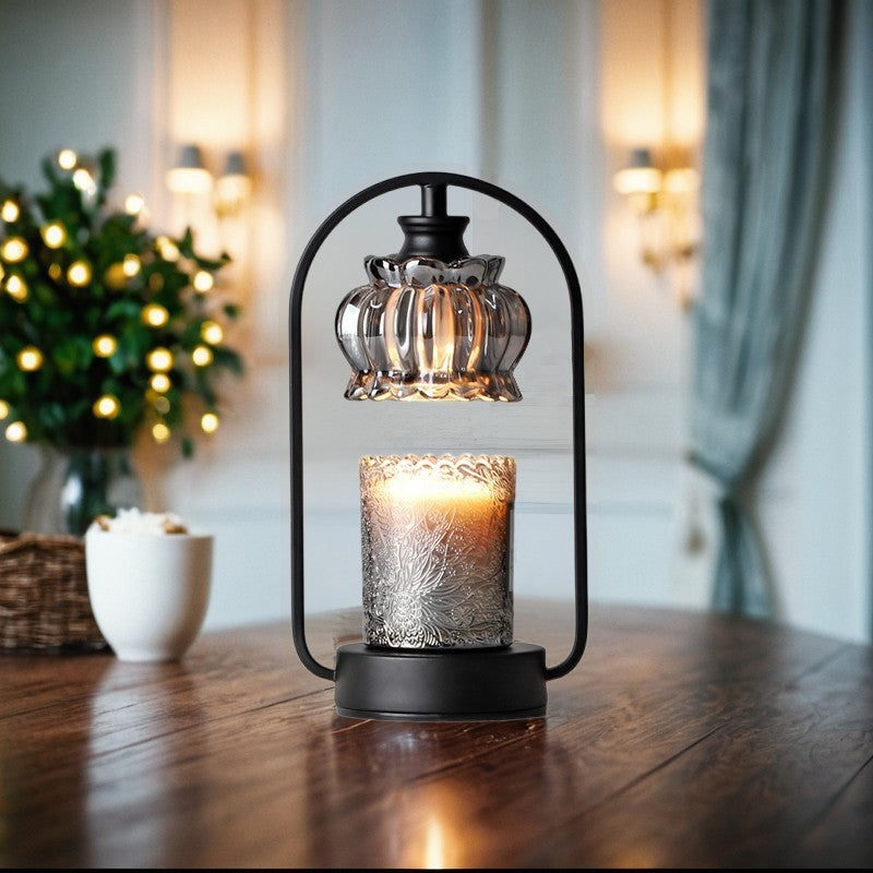 Abat-jour en verre nordique contemporain rond base en fer 1 - lampe de table à cire fondue pour chambre 