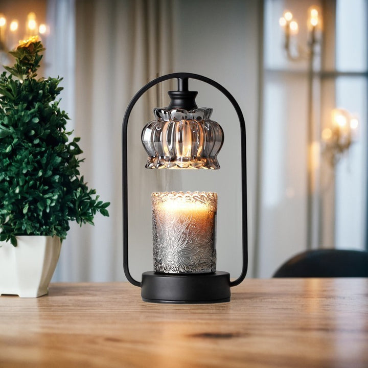 Abat-jour en verre nordique contemporain rond base en fer 1 - lampe de table à cire fondue pour chambre 