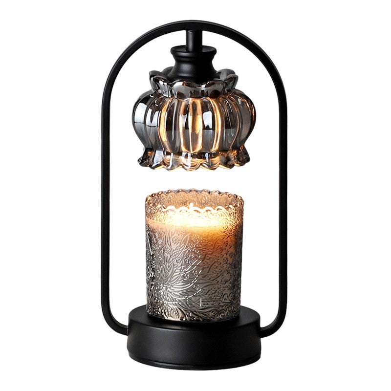 Abat-jour en verre nordique contemporain rond base en fer 1 - lampe de table à cire fondue pour chambre 