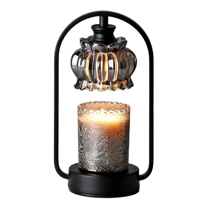 Abat-jour en verre nordique contemporain rond base en fer 1 - lampe de table à cire fondue pour chambre 