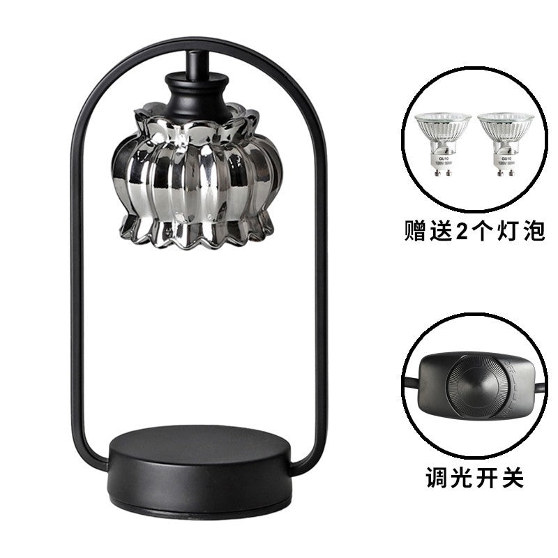 Abat-jour en verre nordique contemporain rond base en fer 1 - lampe de table à cire fondue pour chambre 