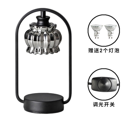 Contemporary Nordic Bud Glass Lampshade Round Iron Base 1 - Light Melting Wax Table Lamp For Bedroom