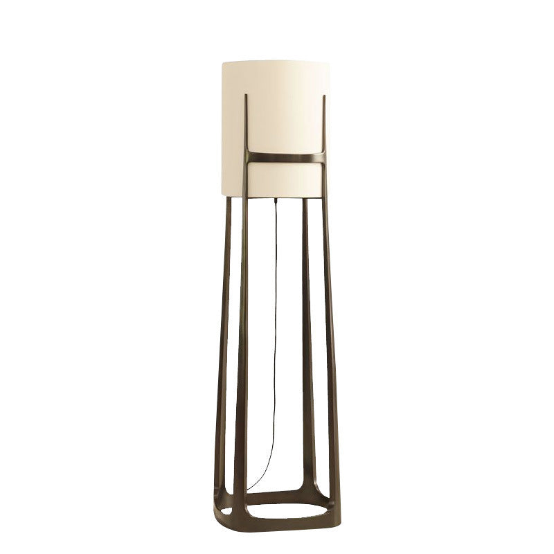 Abat-jour en tissu cylindre scandinave contemporain Base en fer 1 - Lampe de sol à lumière pour salon 