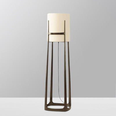 Abat-jour en tissu cylindre scandinave contemporain Base en fer 1 - Lampe de sol à lumière pour salon 