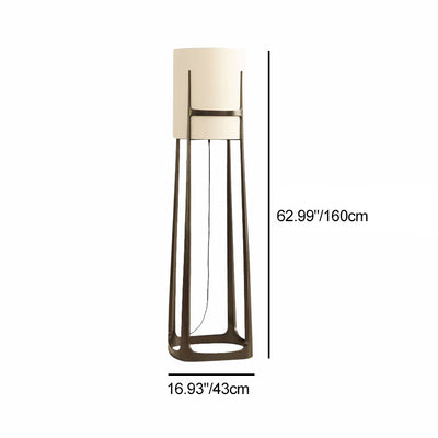 Contemporary Scandinavian Cylinder Fabric Lampshade Iron Base 1 - Light Standing Floor Lamp For Living Room