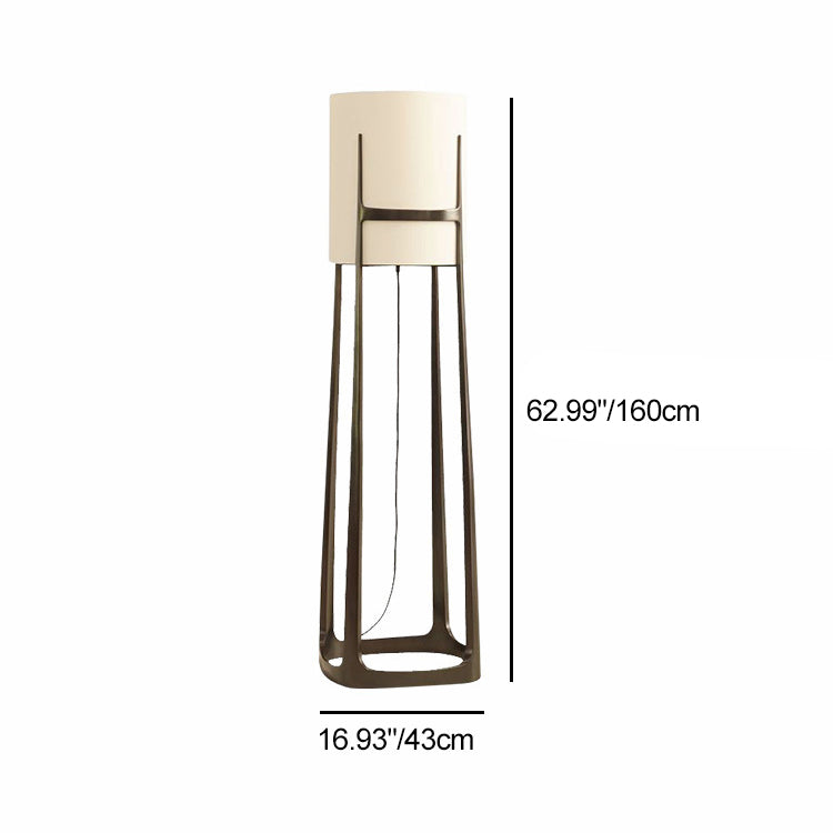 Contemporary Scandinavian Cylinder Fabric Lampshade Iron Base 1 - Light Standing Floor Lamp For Living Room