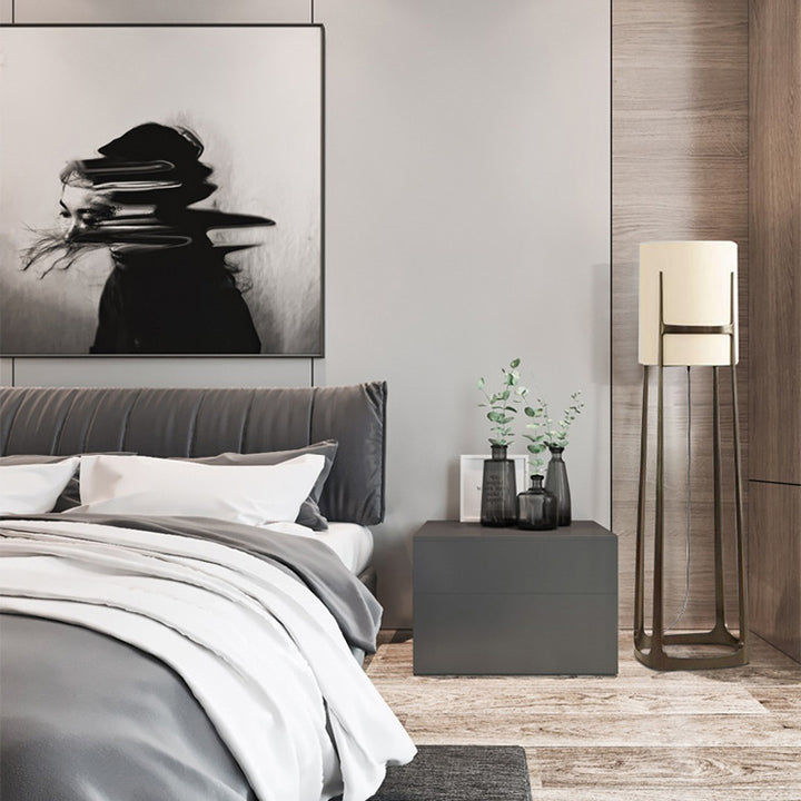 Abat-jour en tissu cylindre scandinave contemporain Base en fer 1 - Lampe de sol à lumière pour salon 