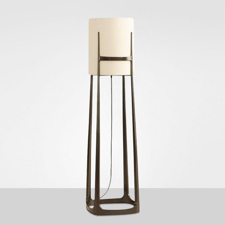 Abat-jour en tissu cylindre scandinave contemporain Base en fer 1 - Lampe de sol à lumière pour salon 
