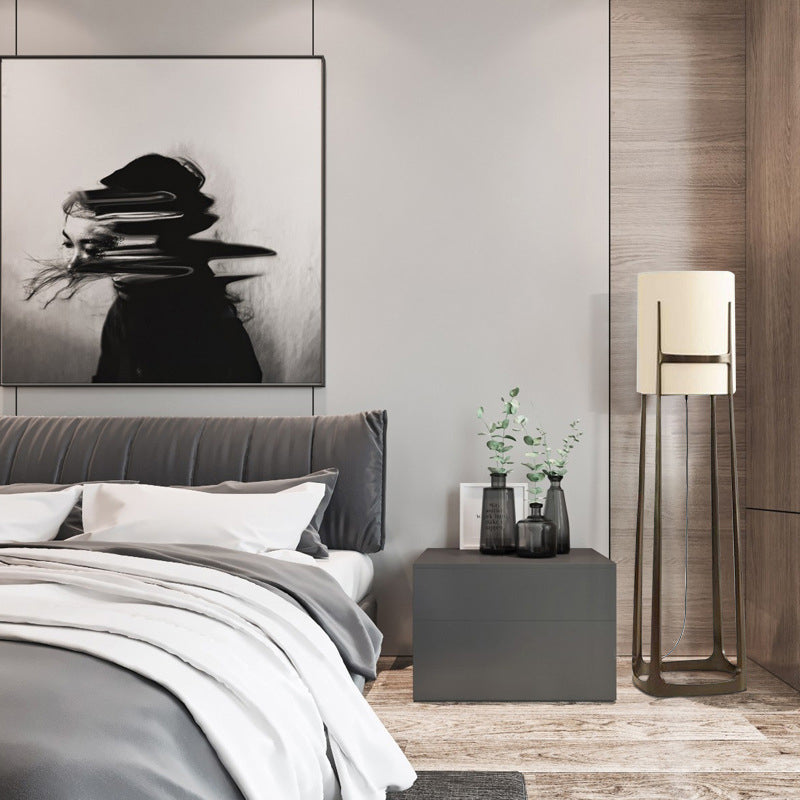 Abat-jour en tissu cylindre scandinave contemporain Base en fer 1 - Lampe de sol à lumière pour salon 
