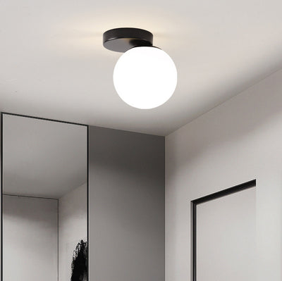 Modern Simplicity Dome Orb Glass Lampshade Iron 1 - Light Semi-Flush Mount Ceiling Light For Hallways