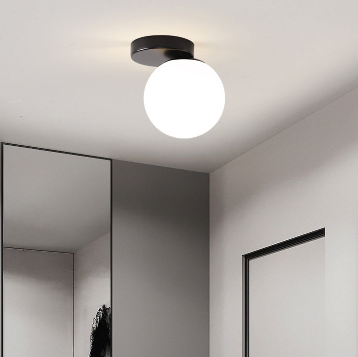 Modern Simplicity Dome Orb Glass Lampshade Iron 1 - Light Semi-Flush Mount Ceiling Light For Hallways