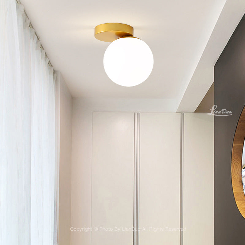 Modern Simplicity Dome Orb Glass Lampshade Iron 1 - Light Semi-Flush Mount Ceiling Light For Hallways