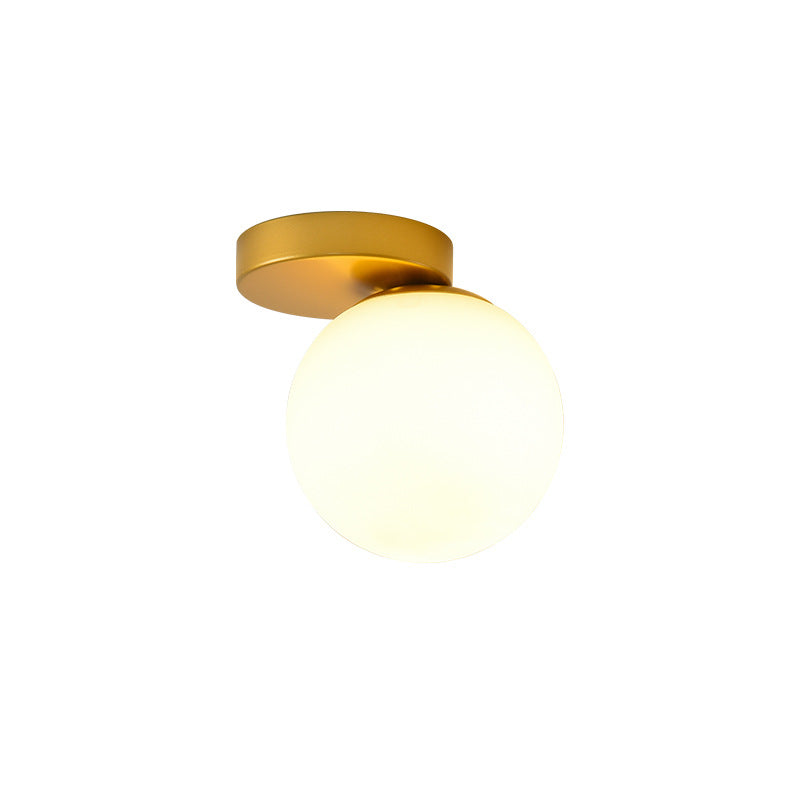 Modern Simplicity Dome Orb Glass Lampshade Iron 1 - Light Semi-Flush Mount Ceiling Light For Hallways