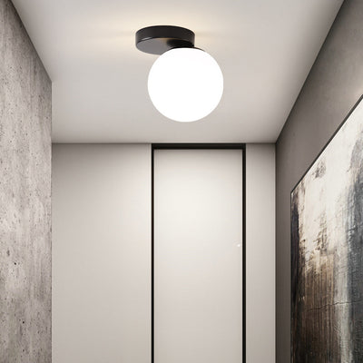 Modern Simplicity Dome Orb Glass Lampshade Iron 1 - Light Semi-Flush Mount Ceiling Light For Hallways