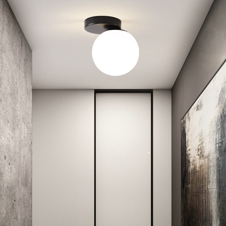Modern Simplicity Dome Orb Glass Lampshade Iron 1 - Light Semi-Flush Mount Ceiling Light For Hallways
