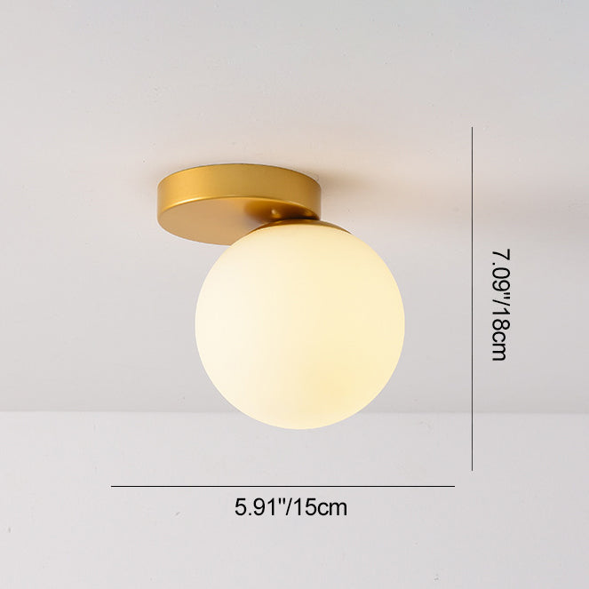 Modern Simplicity Dome Orb Glass Lampshade Iron 1 - Light Semi-Flush Mount Ceiling Light For Hallways