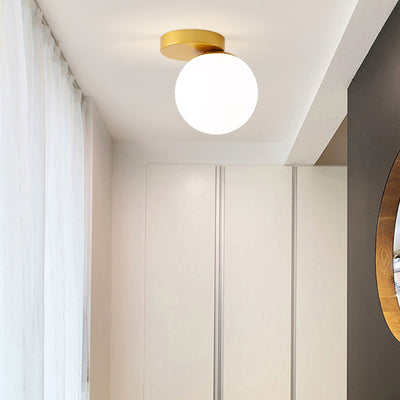 Modern Simplicity Dome Orb Glass Lampshade Iron 1 - Light Semi-Flush Mount Ceiling Light For Hallways