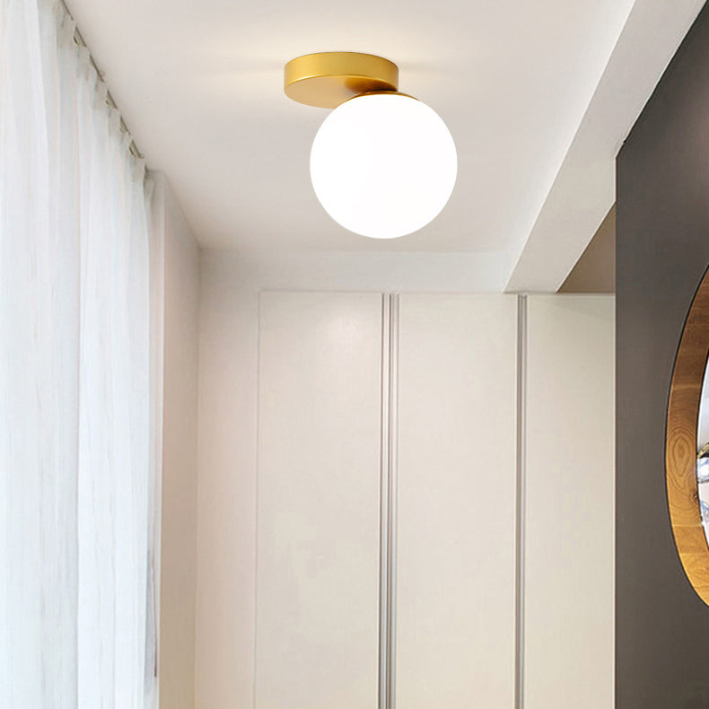 Modern Simplicity Dome Orb Glass Lampshade Iron 1 - Light Semi-Flush Mount Ceiling Light For Hallways