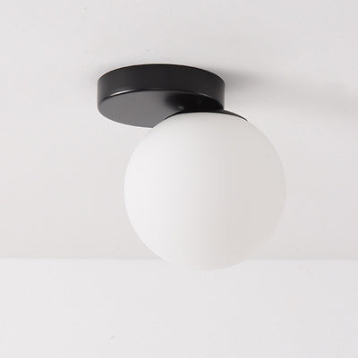 Modern Simplicity Dome Orb Glass Lampshade Iron 1 - Light Semi-Flush Mount Ceiling Light For Hallways