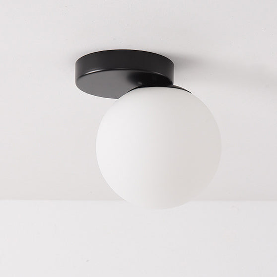 Modern Simplicity Dome Orb Glass Lampshade Iron 1 - Light Semi-Flush Mount Ceiling Light For Hallways