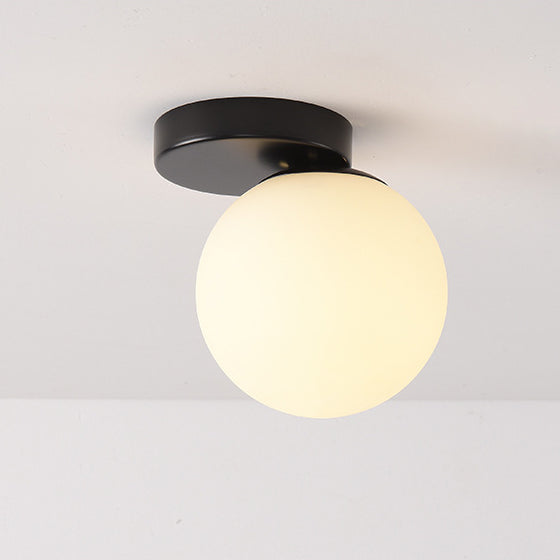 Modern Simplicity Dome Orb Glass Lampshade Iron 1 - Light Semi-Flush Mount Ceiling Light For Hallways