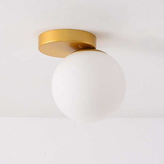 Modern Simplicity Dome Orb Glass Lampshade Iron 1 - Light Semi-Flush Mount Ceiling Light For Hallways
