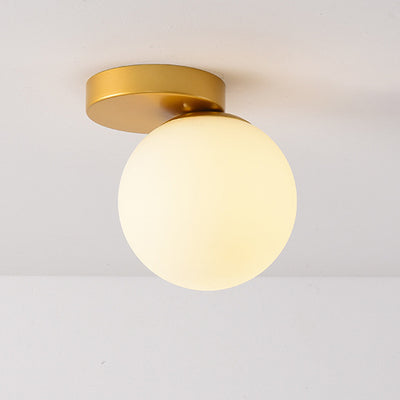 Modern Simplicity Dome Orb Glass Lampshade Iron 1 - Light Semi-Flush Mount Ceiling Light For Hallways