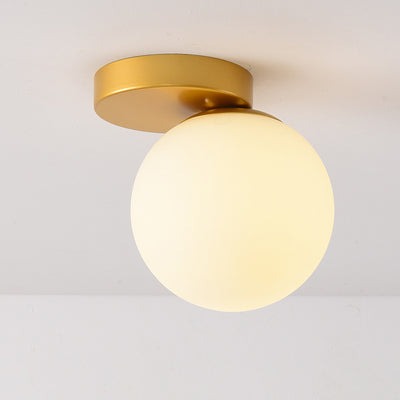 Modern Simplicity Dome Orb Glass Lampshade Iron 1 - Light Semi-Flush Mount Ceiling Light For Hallways