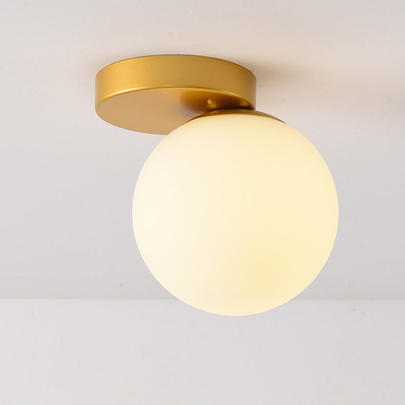 Modern Simplicity Dome Orb Glass Lampshade Iron 1 - Light Semi-Flush Mount Ceiling Light For Hallways