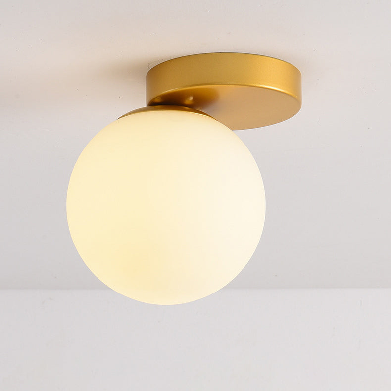 Modern Simplicity Dome Orb Glass Lampshade Iron 1 - Light Semi-Flush Mount Ceiling Light For Hallways