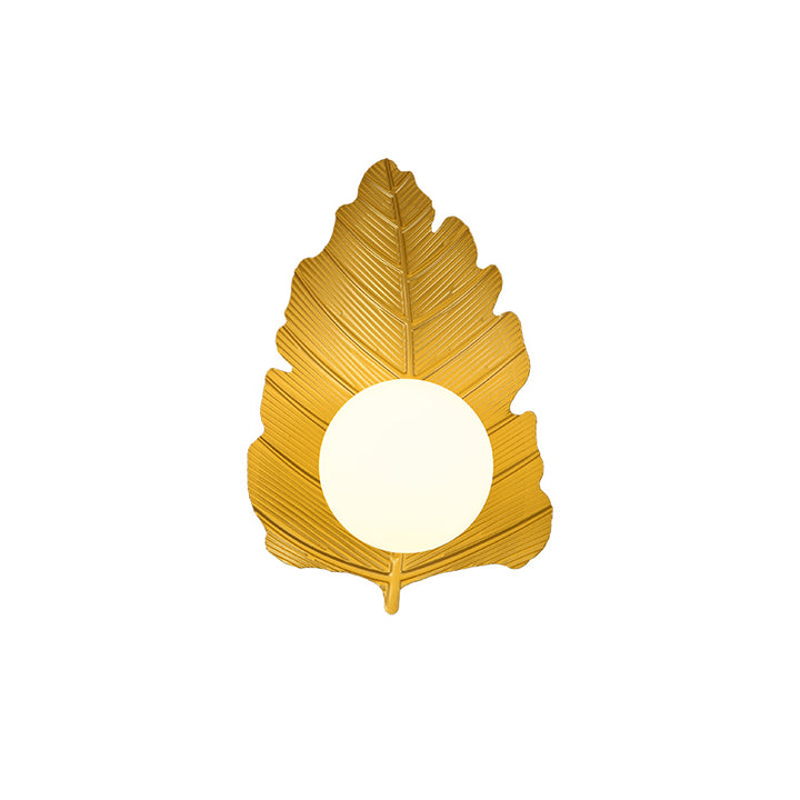 Zeitgenössische kreative Eisenblatt-Glaskugel-Lampenschirm 1 - Licht Wandleuchte für Wohnzimmer 