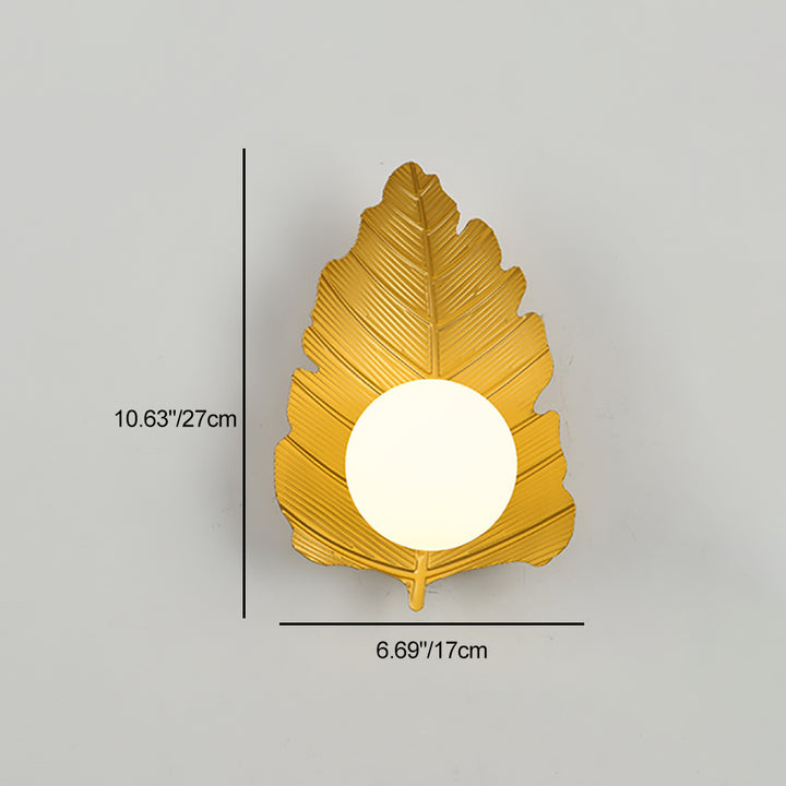 Zeitgenössische kreative Eisenblatt-Glaskugel-Lampenschirm 1 - Licht Wandleuchte für Wohnzimmer 