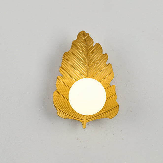 Zeitgenössische kreative Eisenblatt-Glaskugel-Lampenschirm 1 - Licht Wandleuchte für Wohnzimmer 