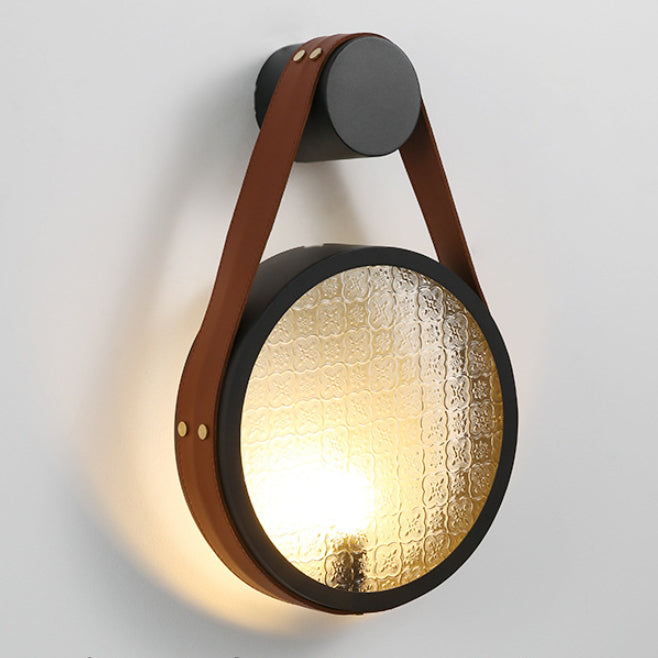 Suspension contemporaine rétro avec abat-jour rond en verre et fer 1 - applique murale pour salon 
