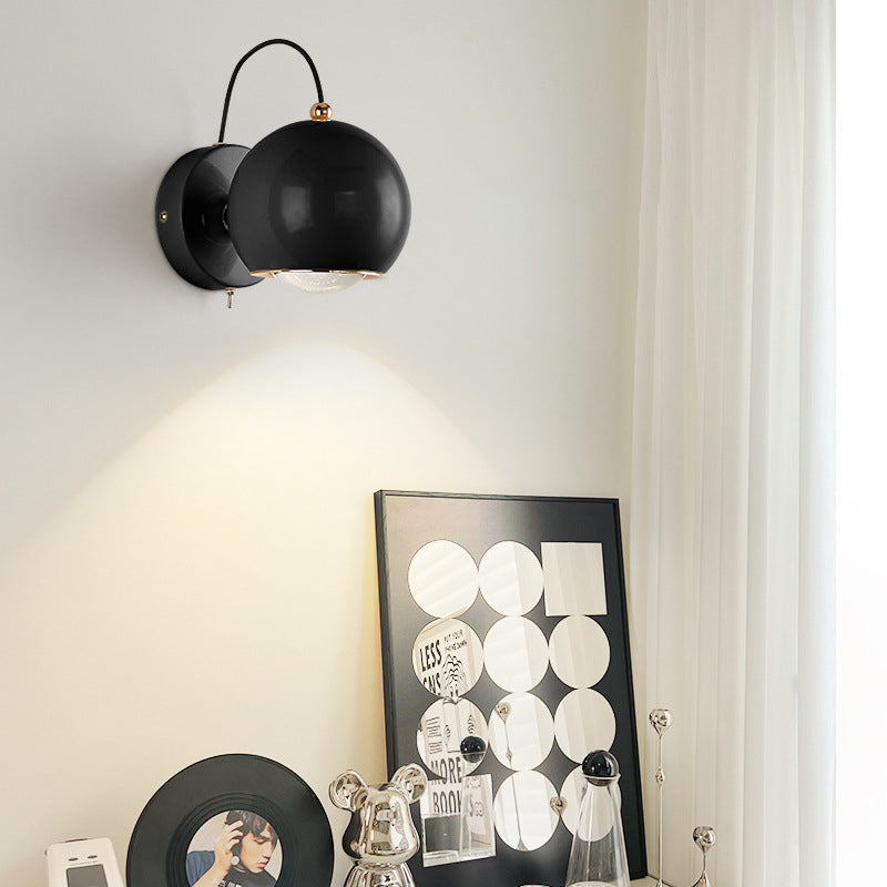 Contemporary Nordic Orb Iron Aluminum Glass LED Wall Sconce Lamp For Living Room