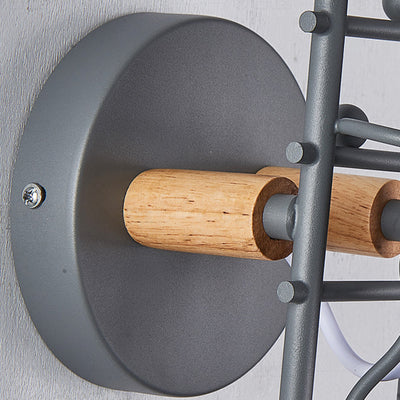 Contemporary Creative Little Man Climbing Stairs Iron Rubber Wood Lampshade 1 - Light Wall Sconce Lamp For Living Room