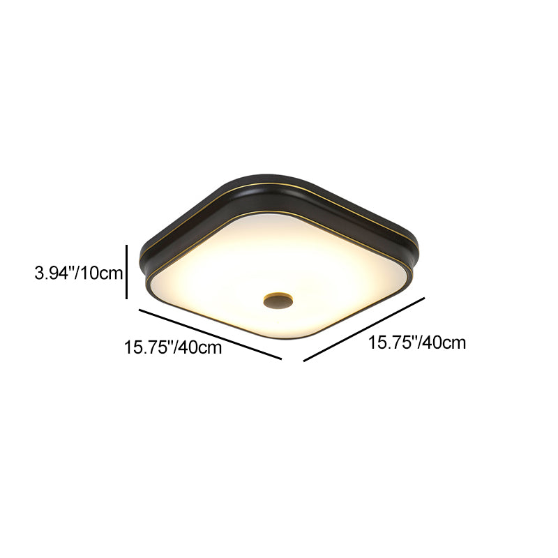 Contemporary Retro Square Iron Glass Lampshade LED Flush Mount Ceiling Light For Hallways